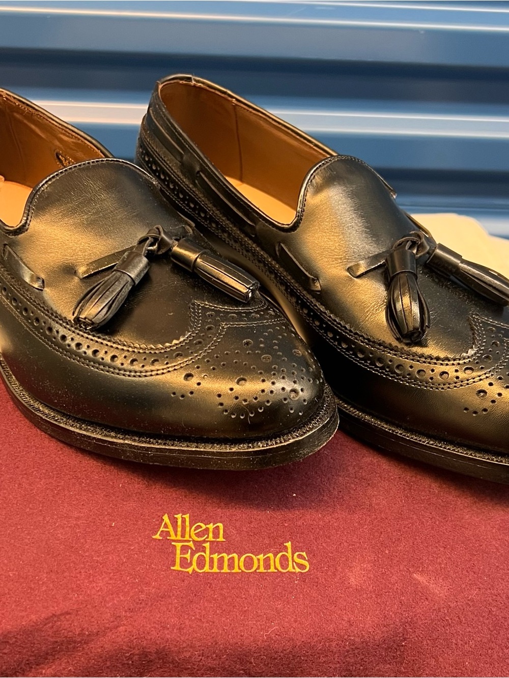 Allen Edmonds Black Leather Tassel Wingtip Loafers